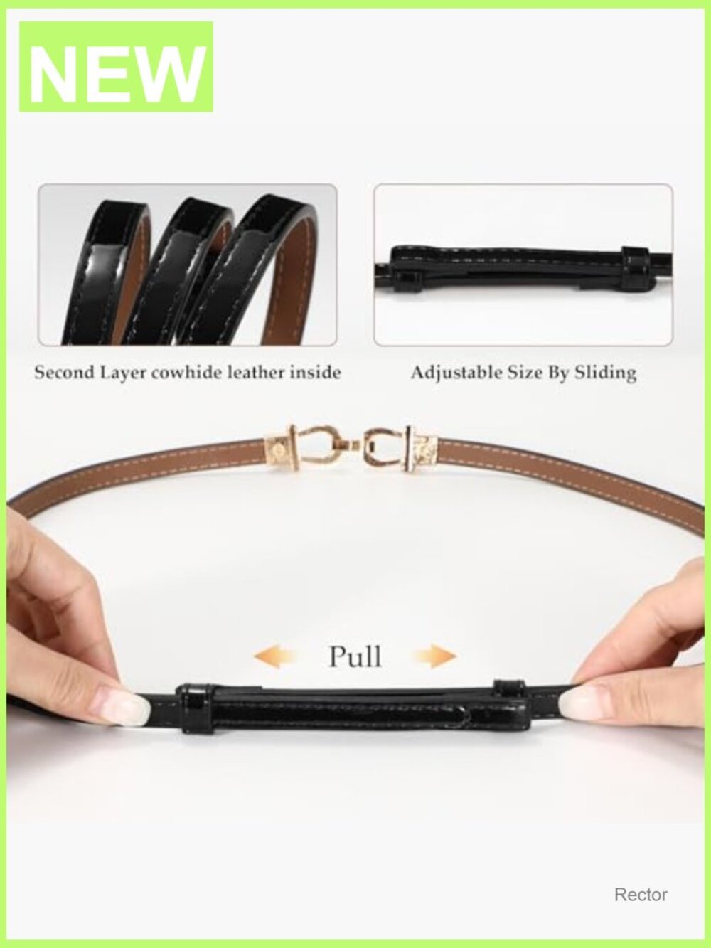 Classic Leather Belt With Gold Buckle For Jeans And Pants - Picture 4 of 7